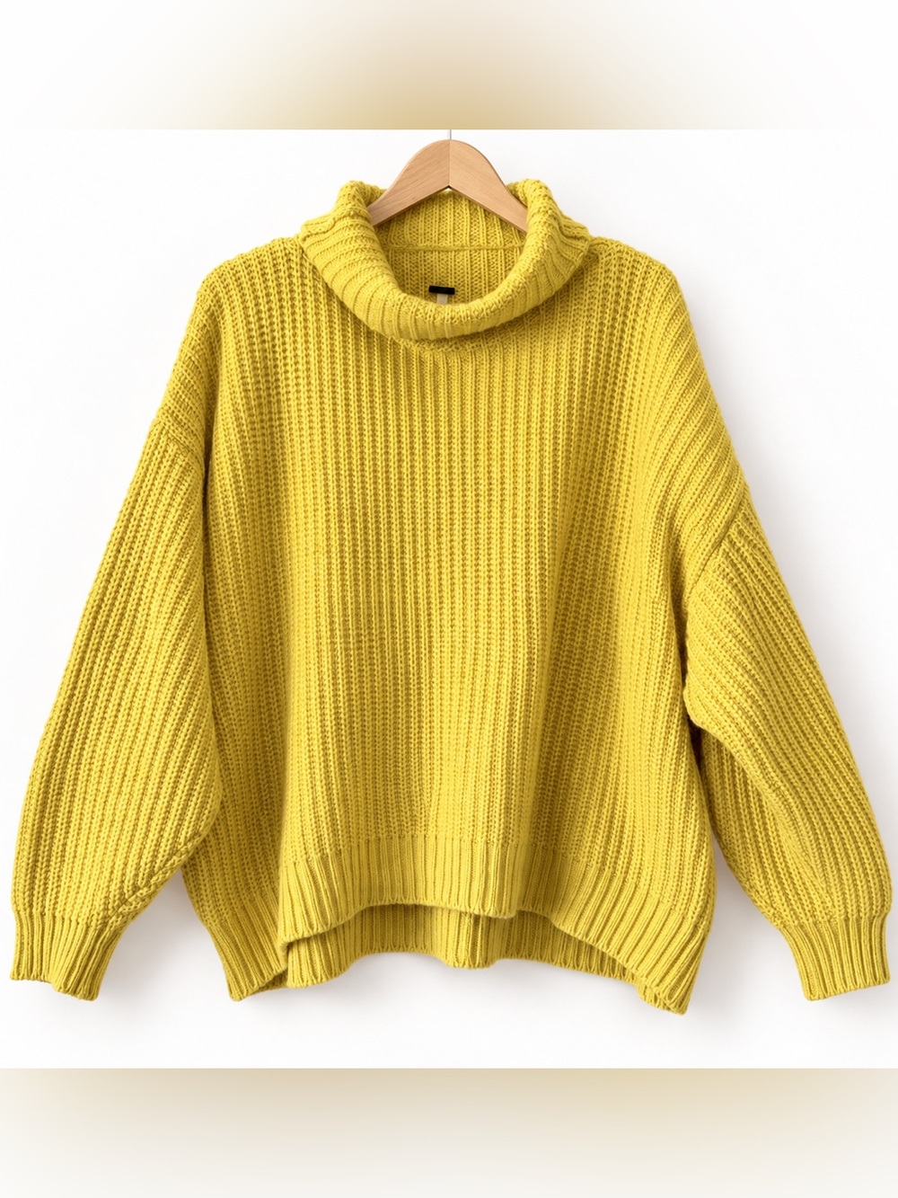 Free People Swim Too Deep Pullover Lemon Love Yellow Turtleneck Sweater Size S